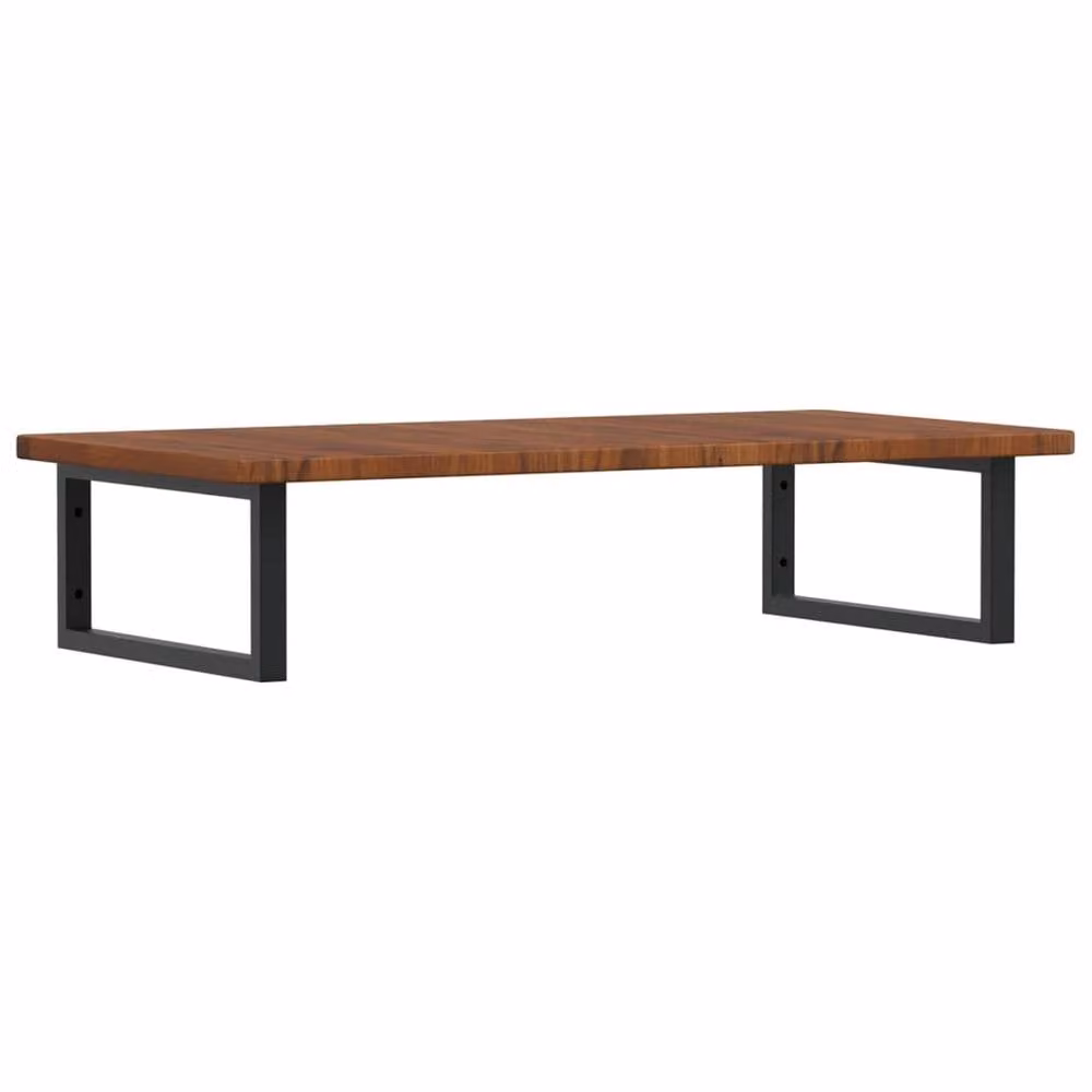 Berkfield Home Elegant Wall Mounted Basin Shelf in Brown Oak and Black Steel – 1