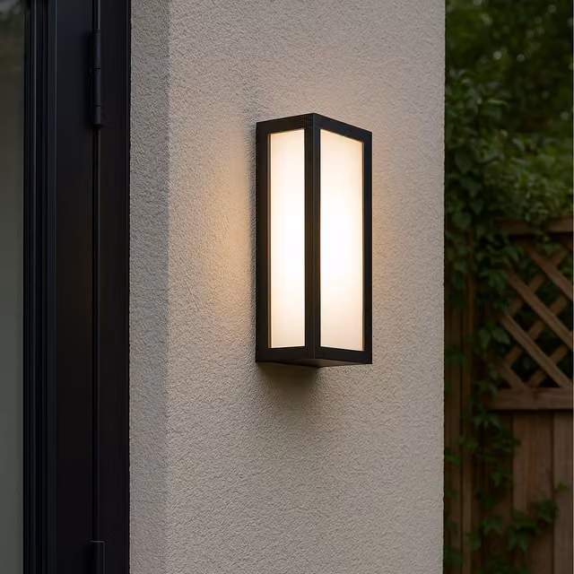 CGC Interiors Zola Black LED Outdoor Wall Light Box Lantern, W/D/H: 35 x 13 x 12 cm