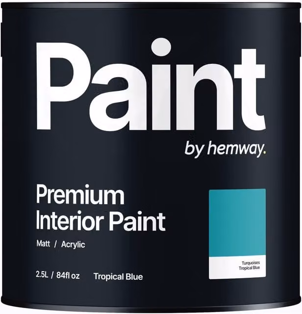 Hemway Matt Acrylic Interior Dispersion Paint in Tropical Blue, 2.5 l