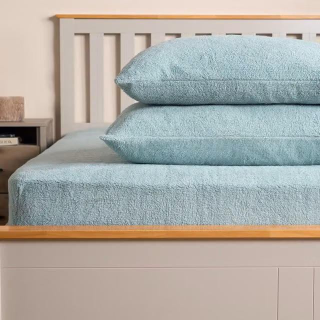 Brentfords Teddy Fleece Thermal Fitted Bed Sheet in Blue, W/D/H: 180 x 200 cm – 2