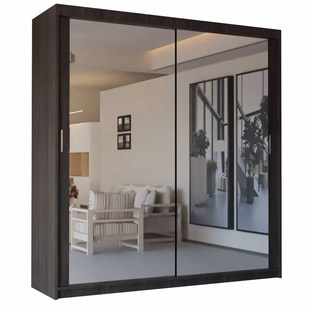 Sliding Wardrobes 4U Modern Double Sliding Door Wardrobe in Dark Brown, W/H: 100 x 217 cm – 2