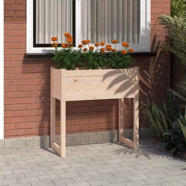 Berkfield Home Wooden Raised Bed Planter in Brown, W/D/H: 78 x 40 x 81 cm