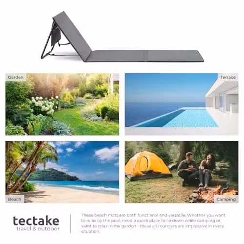 tectake Set of 2 Grey Sun Loungers with Adjustable Backrest, Foam Padding and Water-Repellent Fabric – 6