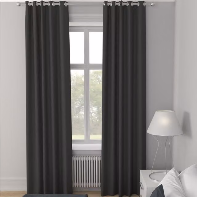 Terrys Clarence Opaque Velvet Made to Measure Eyelet Curtain Panel in Anthracite Grey