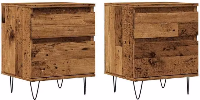 Berkfield Home Set of 2 Bedside Cabinets in Old Wood Brown, W/D/H: 40 x 35 x 50 cm – 1