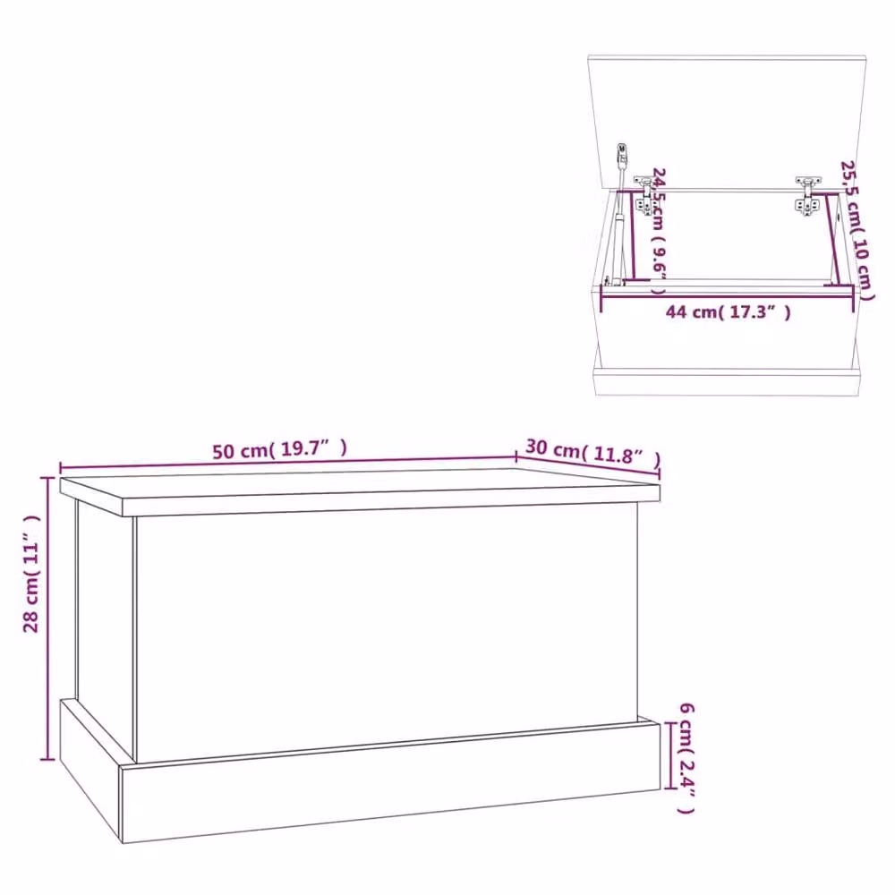 Berkfield Home Storage Box in Sonoma Oak and Beige, W/D/H: 50 x 30 x 28 cm – 3