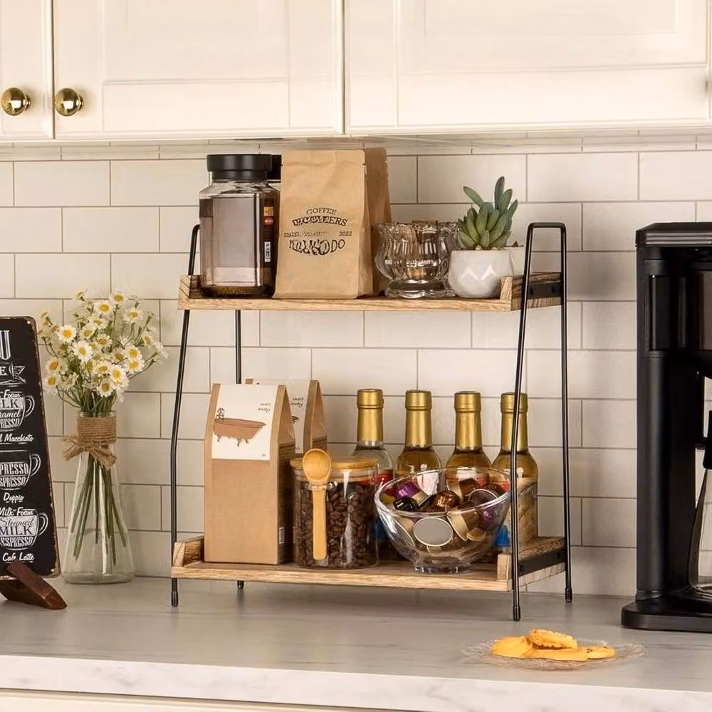 KORVIXA Wooden Spice Rack Kitchen Storage in Brown, W/D/H: 100 x 38 x 100 cm – 3
