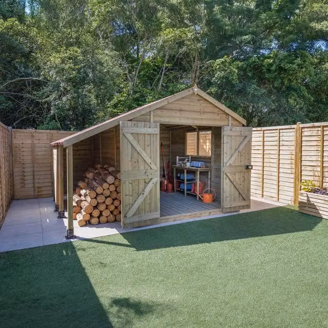 Forest Garden Timberdale T&G Pressure Treated Apex Garden Shed in Brown