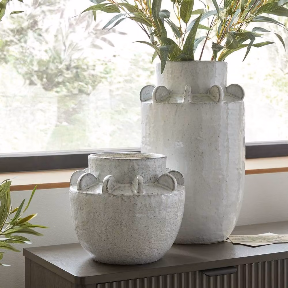 Lemon Pavilion Furniture and Decor Dara Large Hydria Vase, White Ceramic, W: 24 cm, D: 24 cm, H: 41 cm – 2