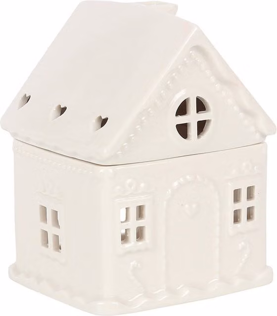 Kingsbury Gifts Gingerbread House Ceramic Oil and Wax Burner, White
