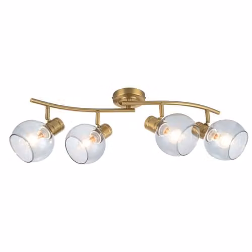 Cosylyte Hilston Modern Wavy Bar Spotlight with 4 Smoky Glass Shades and Gold Metal Base, W/D/H: 72 x 12 x 22 cm – 1