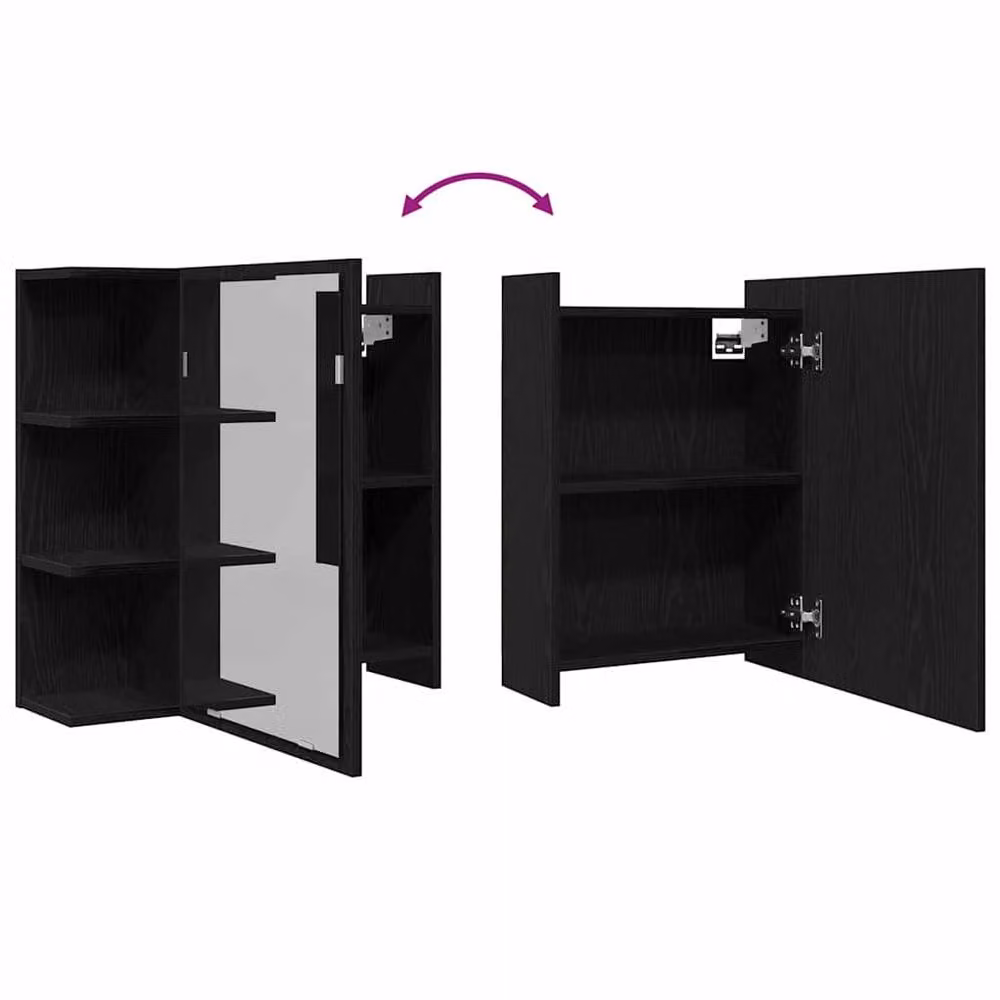 Berkfield Home Modern Black Oak Bathroom Mirror Cabinet, W/D/H: 64 x 20.5 x 20.5 cm – 6