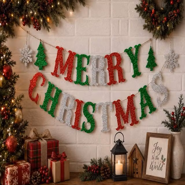 LARANGE Multicolour Christmas Party Pennant Hanging Letter Decoration – 1