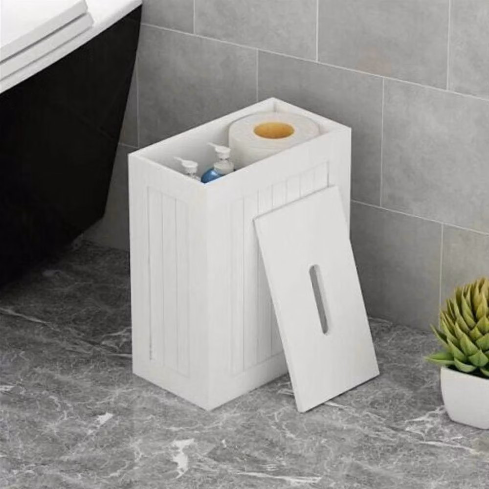 VOGREX White Wooden Freestanding Bathroom Storage Cabinet with Hinged Doors – 2