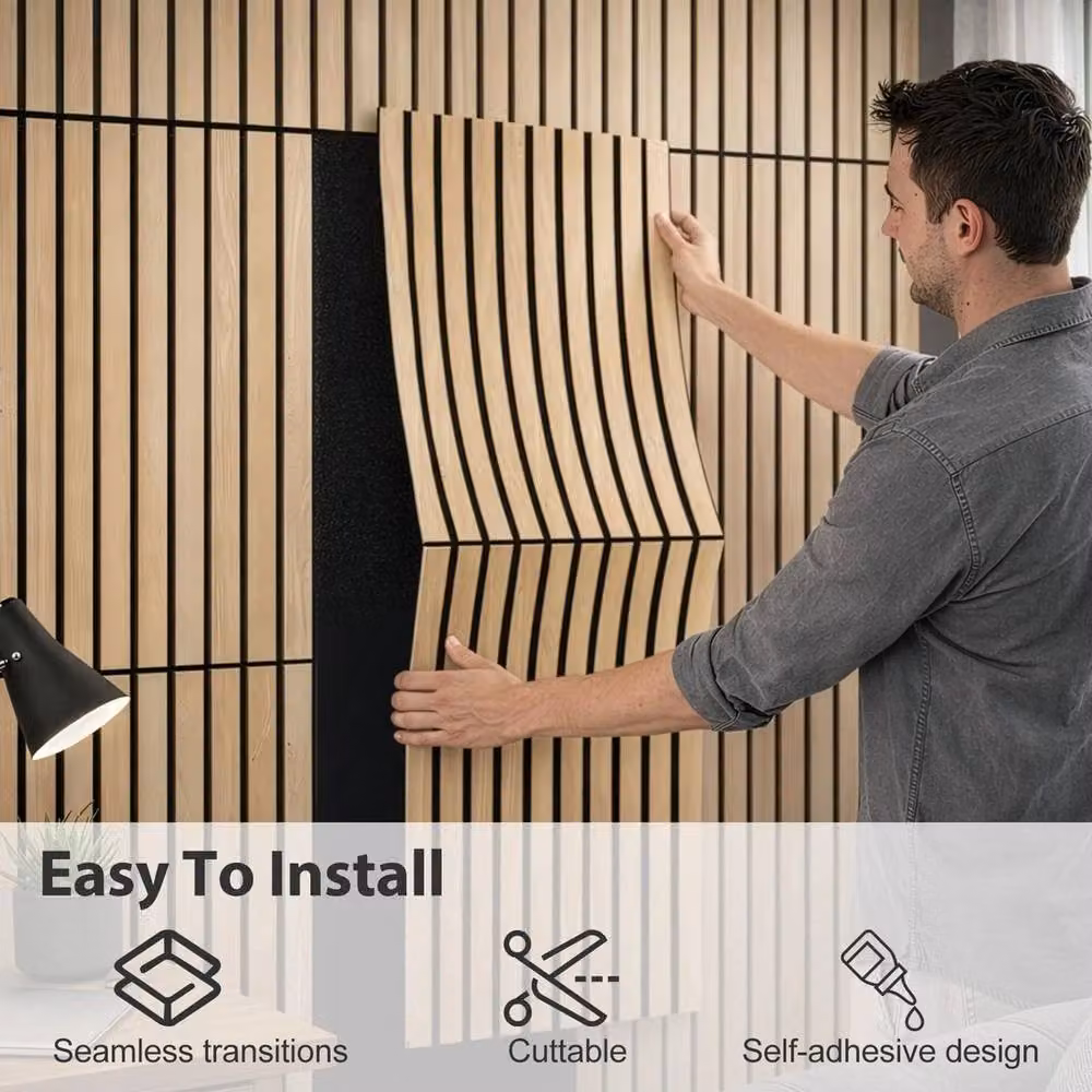 FLAVORA 2-Piece Wooden Acoustic Felt Wall Panels in Brown – 6