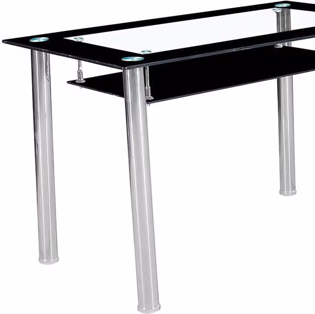 Modernique Modern Square Glossy Glass Dining Table in Black and Grey, W/D/H: 70 x 70 x 75 cm