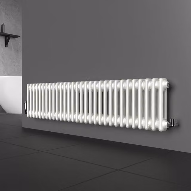 Lux Heat Horizontal 2 Column Steel Radiator in White, W/H: 137 x 30 cm