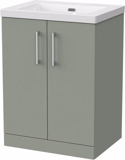 Balterley Pershall 2 Door Vanity Unit and Fireclay Basin in Reed Green, Width: 60 cm