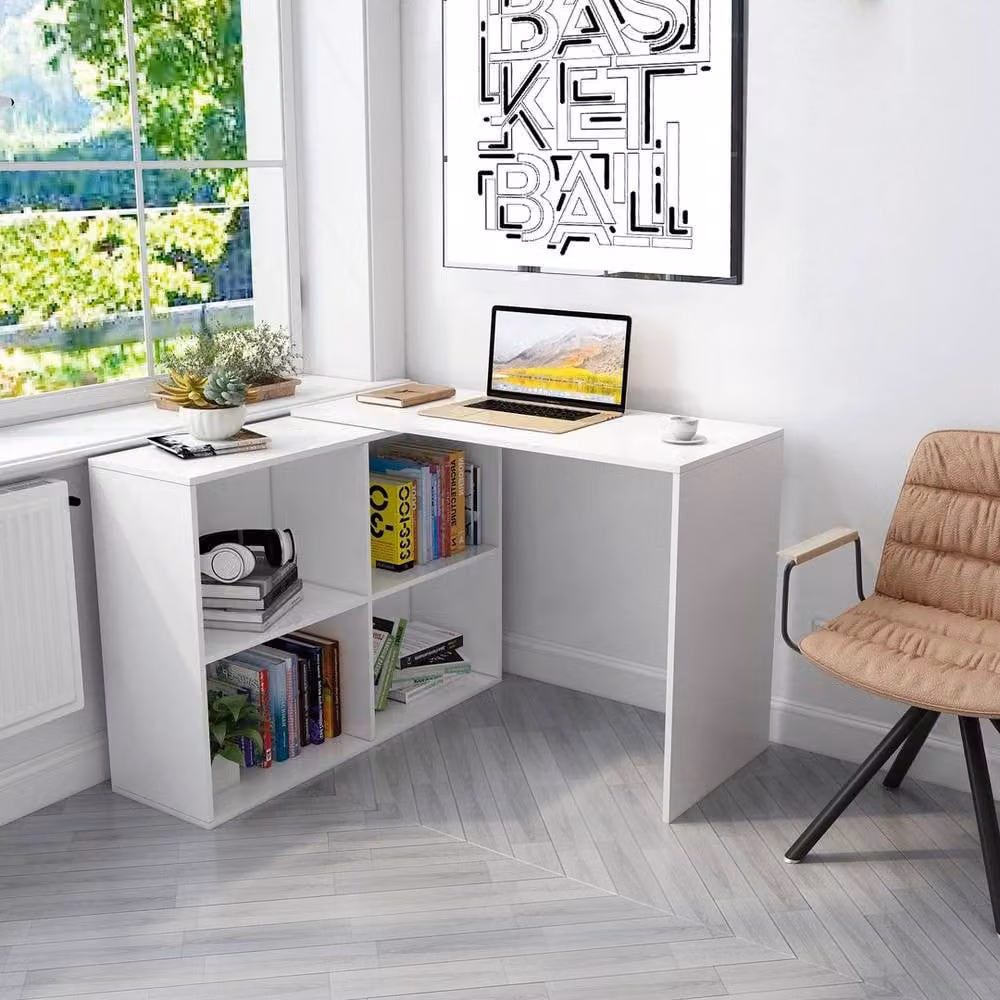KORVIXA MONDEER White L-shaped Corner Computer Desk – 2