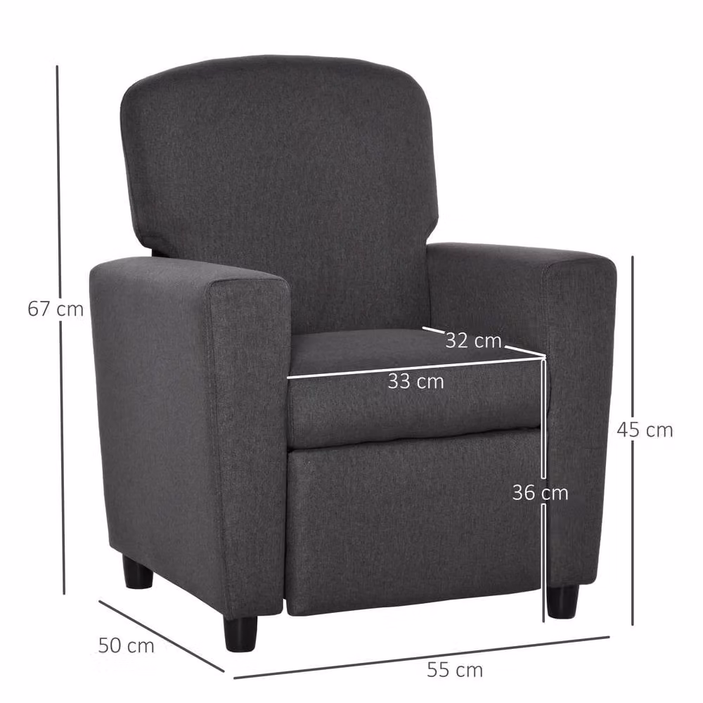 STILVORA Childrens Modern Grey Fabric Relax Recliner Armchair with Ottoman and Solid Wood Frame – 2
