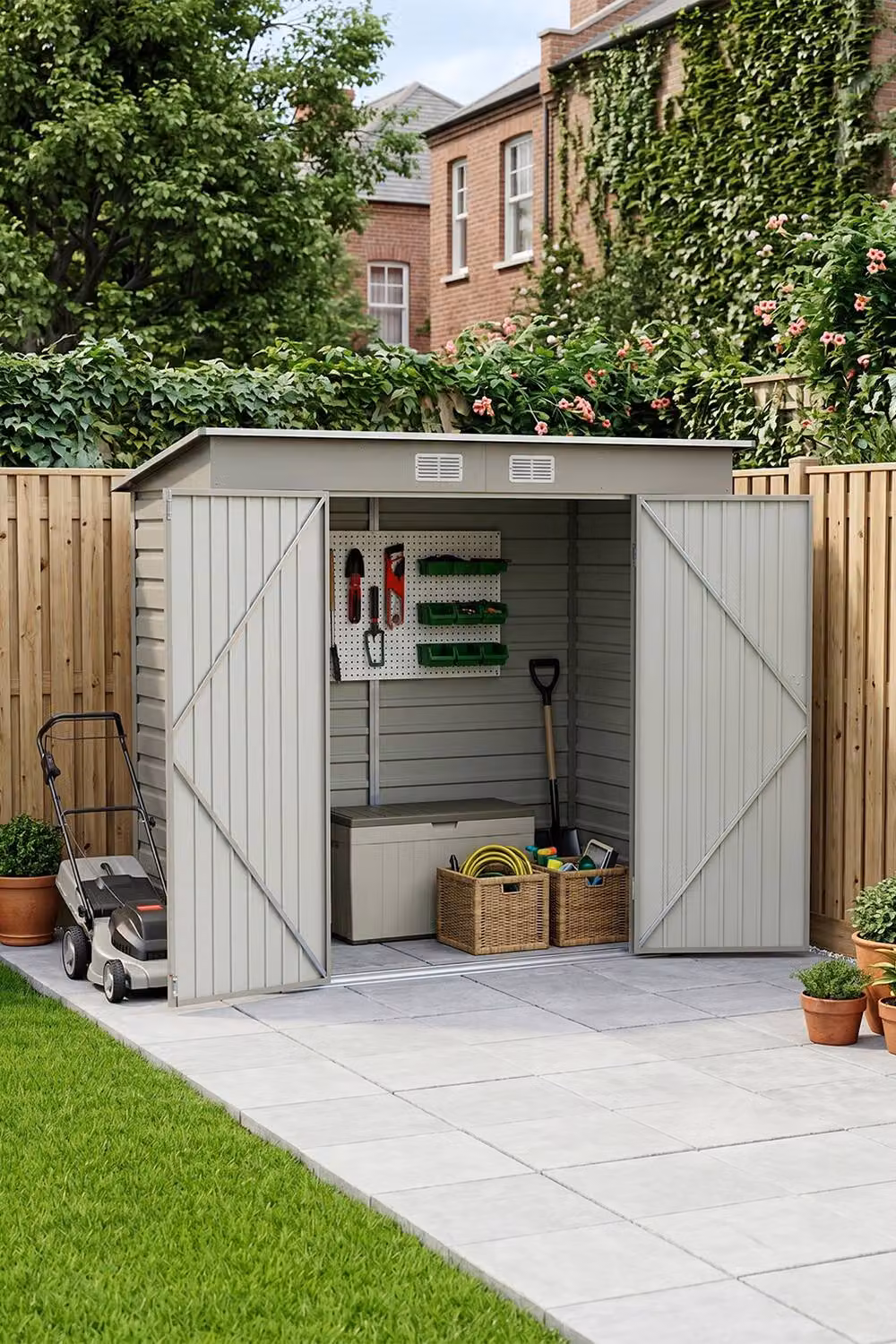 Living and Home Grey Metal Outdoor Storage Shed – 3