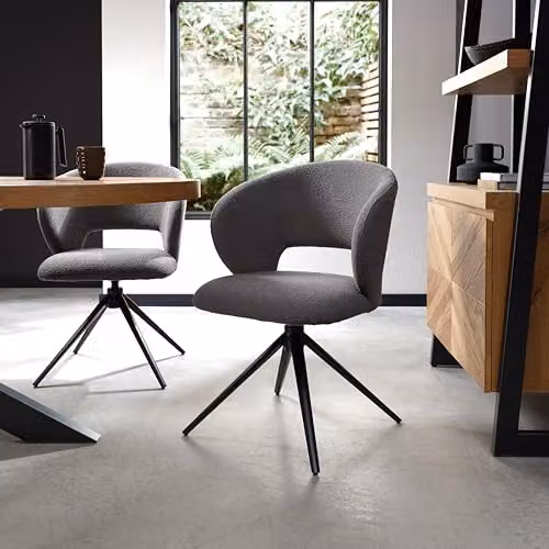 Bentley Designs Stella 360° Swivel Chair in Grey Bouclé – 1