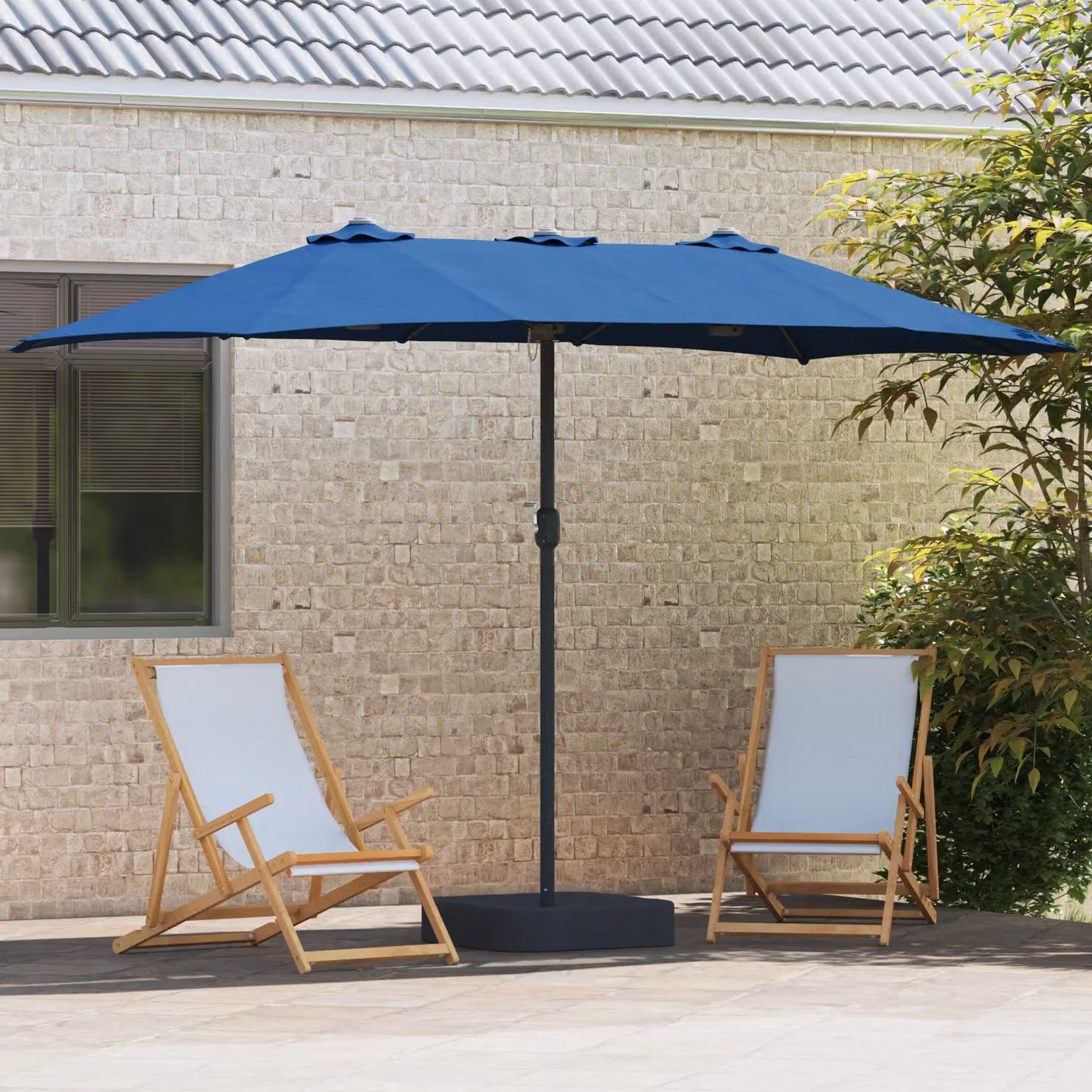 Berkfield Home Blue Cantilever Folding Garden Parasol W/D/H: 385 x 209 x 244 cm – 3