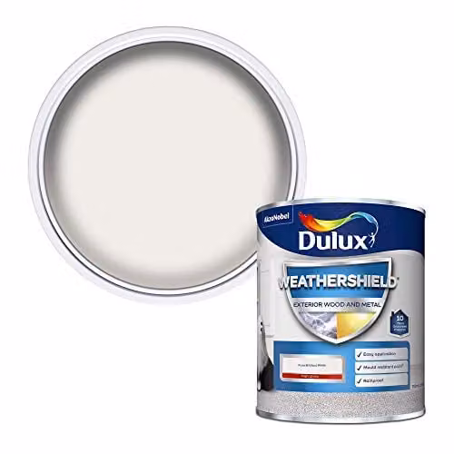 Dulux Weather Shield Exterior High Gloss Paint, White, 0.75 l – 1