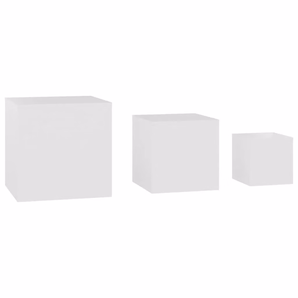 Berkfield Home Set of 3 White Nesting Side Tables in Matt MDF – 2