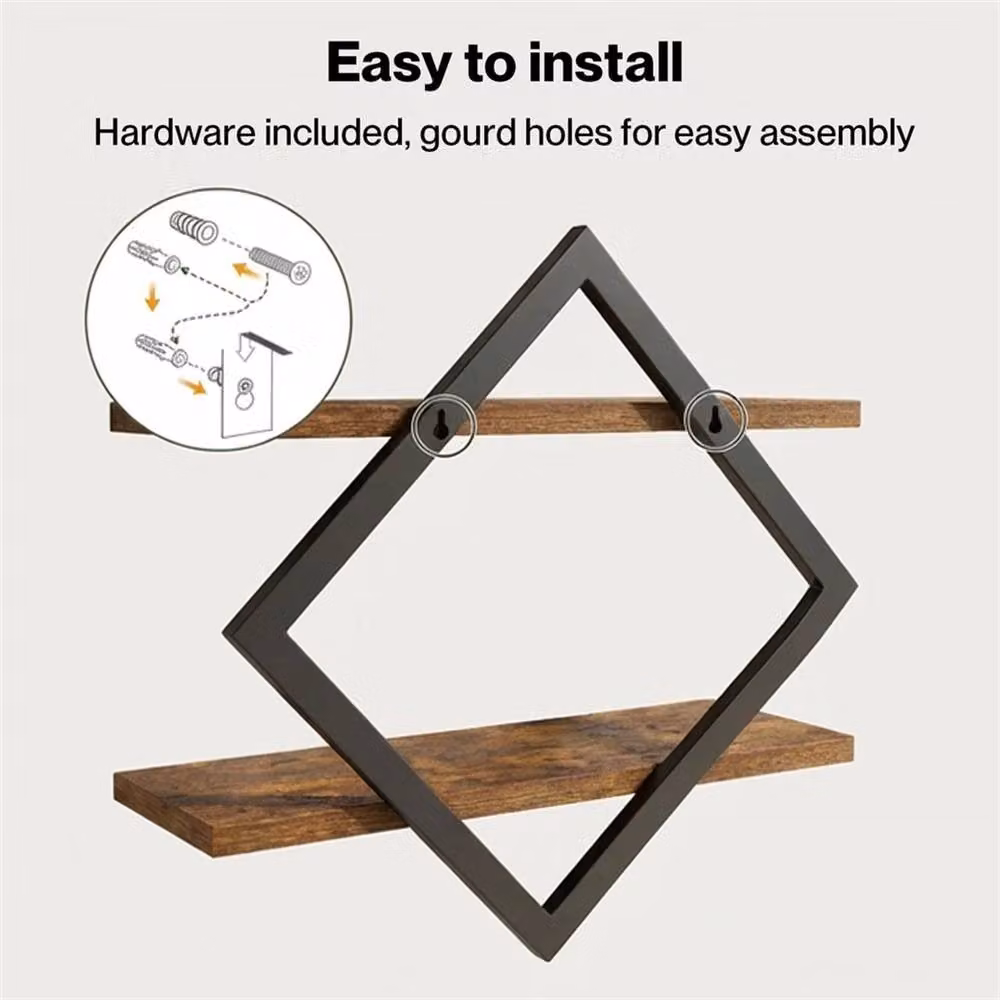 Nordara Set of 2 Rustic Brown Floating Wall Shelves, Width: 120 cm – 2