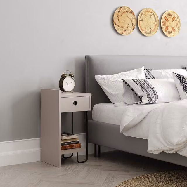 Decortie Sirius Modern Bedside Table Nightstand in Grey – 1