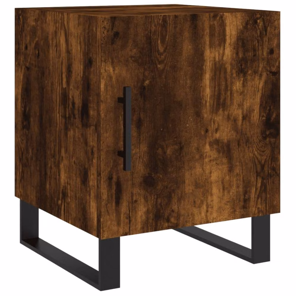 Berkfield Home Set of 2 Modern Bedside Cabinets in Smoked Oak Brown, W/D/H: 40 x 40 x 50 cm – 5