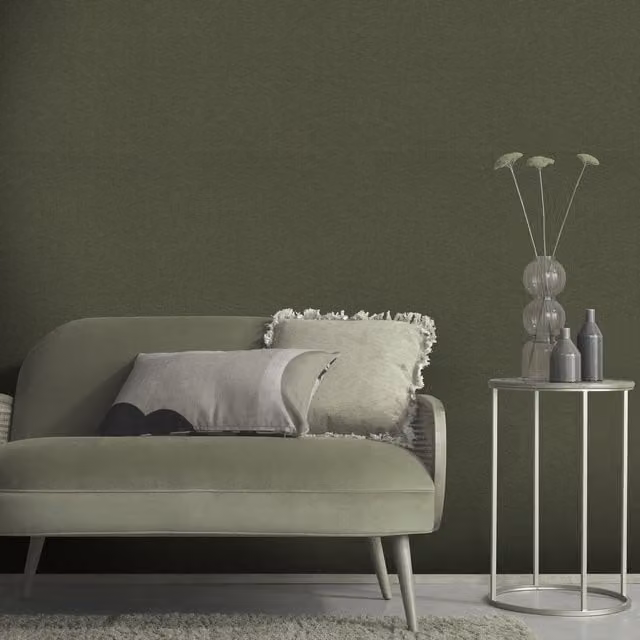 Erismann Linen Serenity Green Textile Style Abstract Vinyl Wallpaper