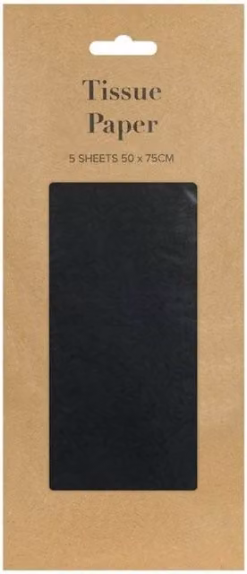 KDMD Black Tissue Paper Retail Pack of 12, 5 Sheets per Pack