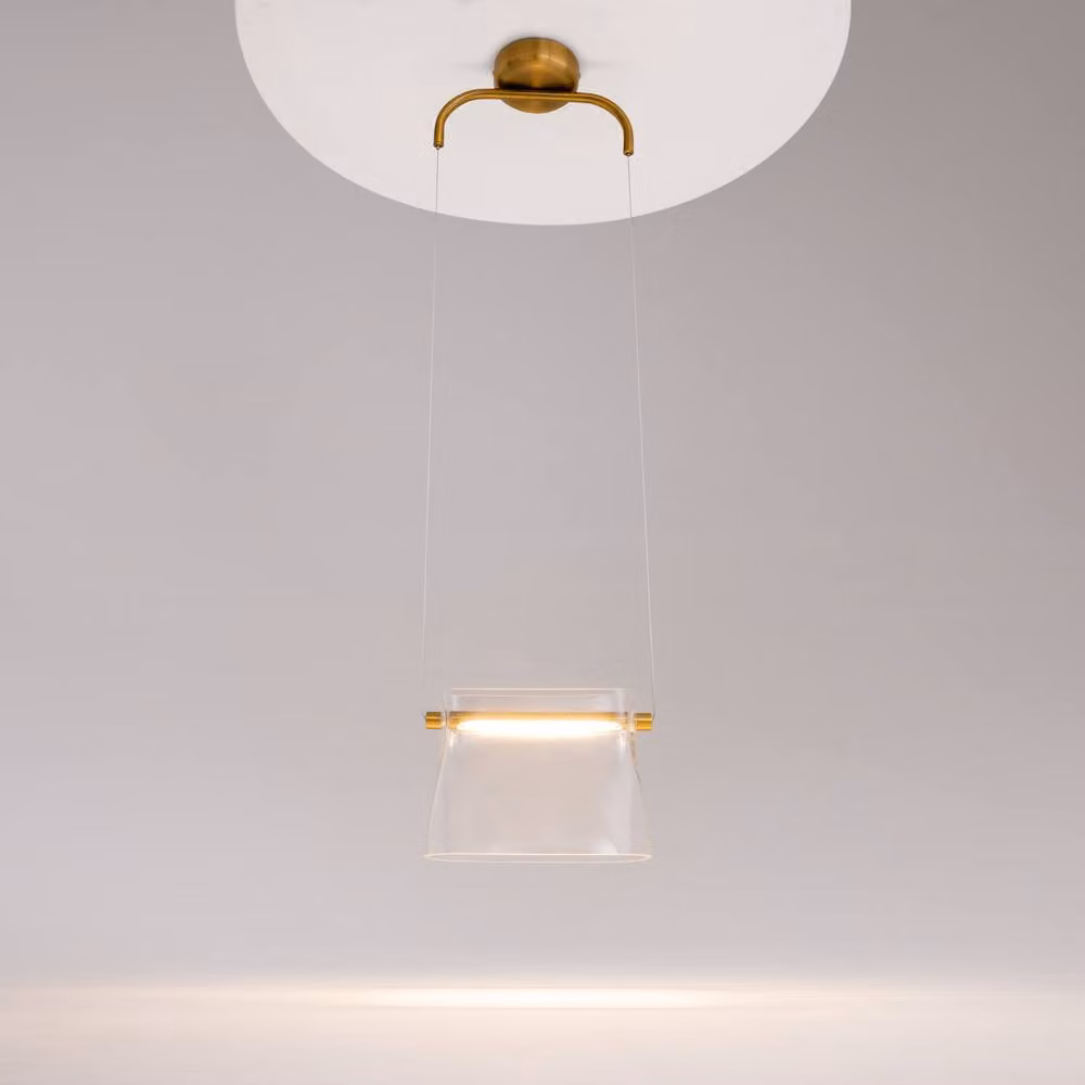 Netlighting Cabaret Modern Pendant Ceiling Light in Gold and Brass with Transparent Glass Shade, 850lm, 3000K – 2