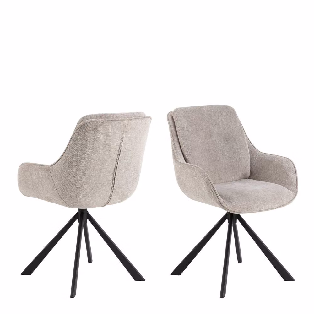 Wyld Haus Pebbleseed Set of 2 Sand Upholstered Swivel Dining Chairs – 2