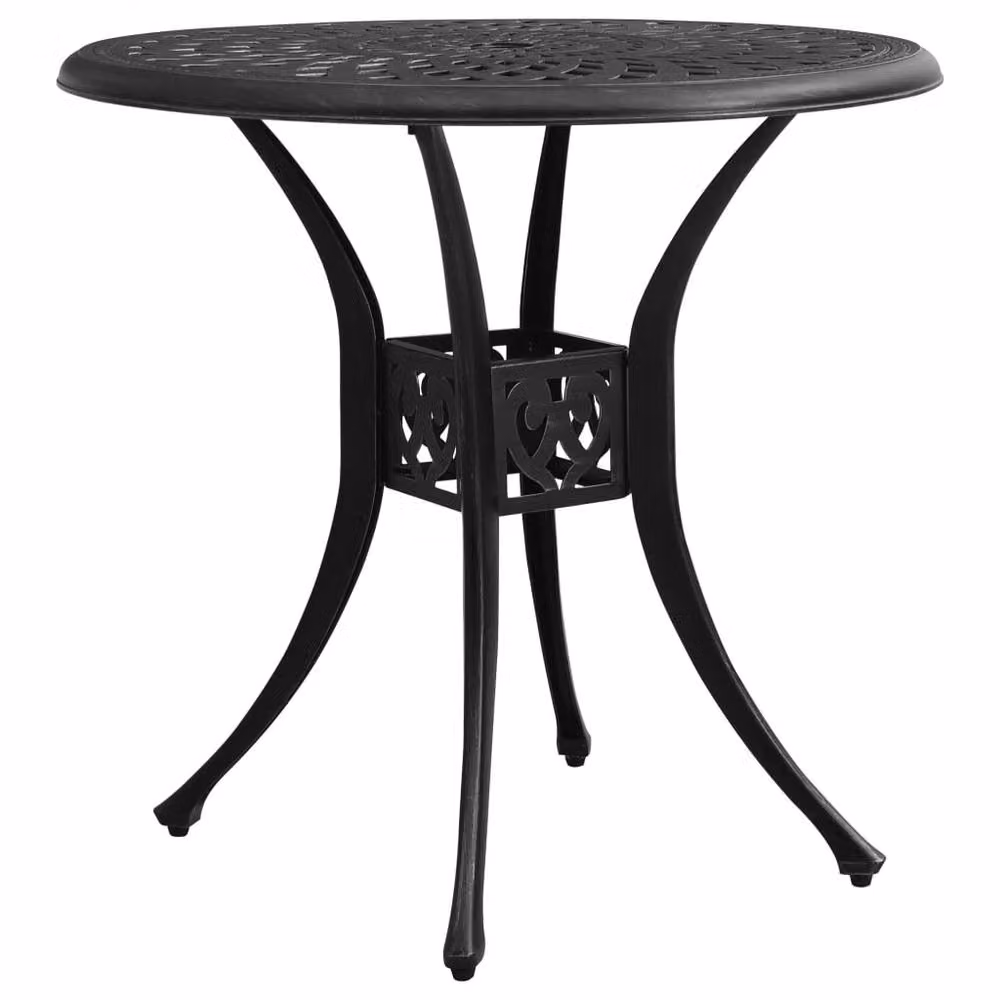 Berkfield Home Round Garden Table in Black Cast Aluminium W/D/H: 78 x 78 x 72 cm – 2