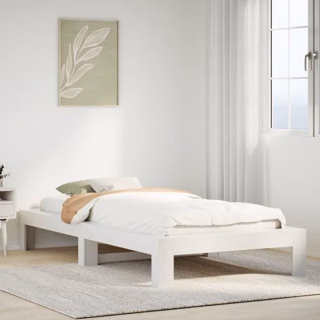 Berkfield Home Single Solid Wood Pine Bed Frame, White, W/D/H: 90 x 190 cm – 1