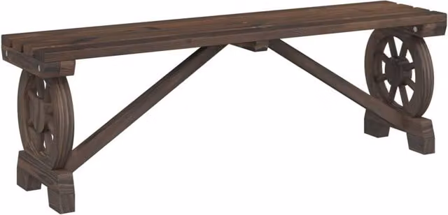 Berkfield Home Beautiful Garden Benches, Set of 2, Solid Fir Wood, Brown