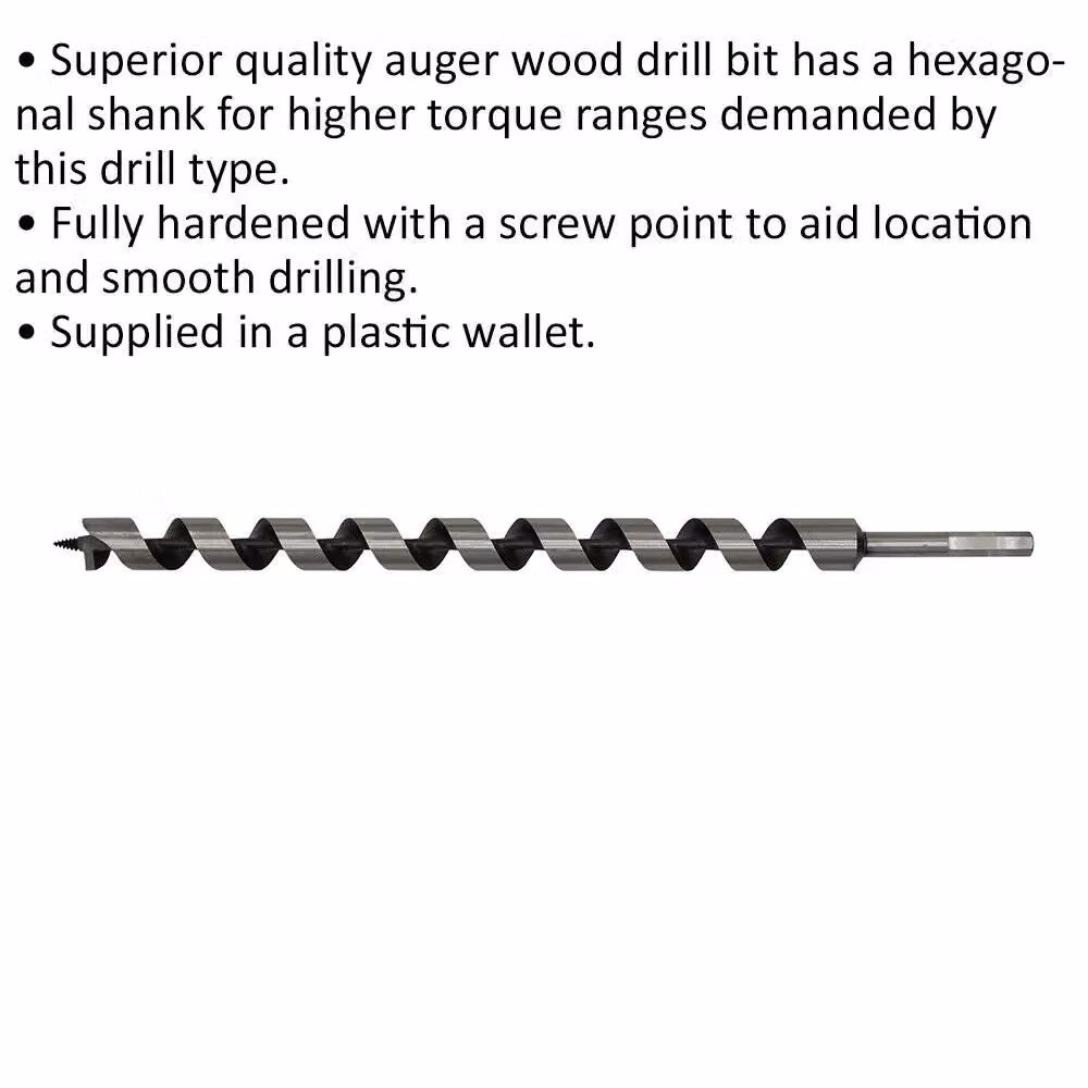 Loops Silver Hardened Auger Wood Drill Bit with Hexagonal Shank, Diameter: 25 mm, Length: 460 mm – 2