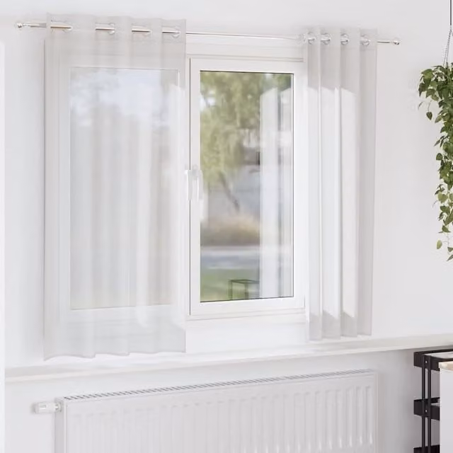 Berkfield Home White Transparent Voile Fabric Panel Curtains with Eyelets, 2 Pack