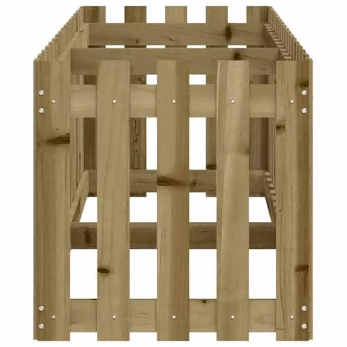vidaXL Brown Impregnated Wood Garden Raised Bed with Fence Design W/D/H: 200 x 50 x 50 cm – 4