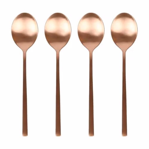 Argon Tableware Set of 4 Stainless Steel Dessert Spoons in Copper Finish