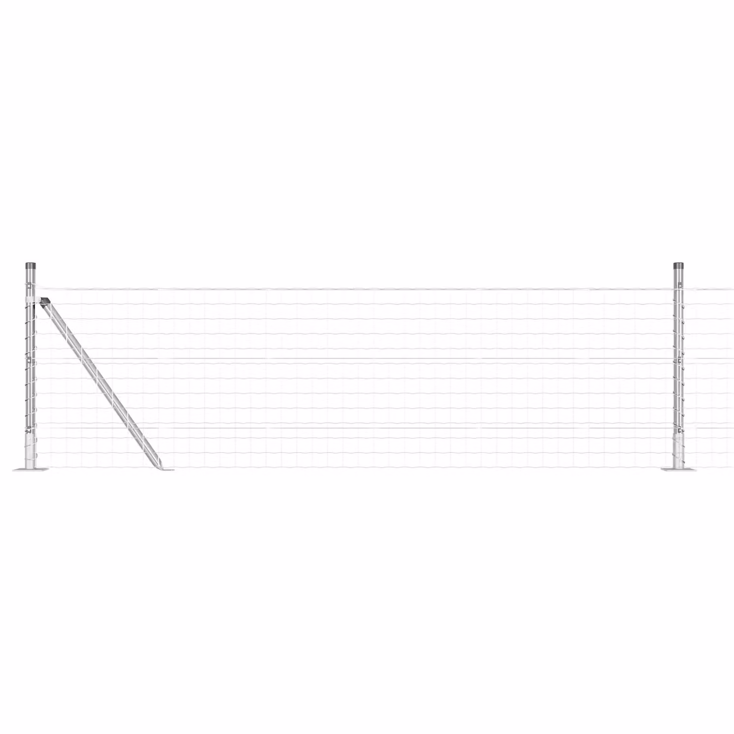 Berkfield Home Euro Fence with 7 Flanged Posts, Galvanised Steel, Silver, W: 10 m, H: 0.6 m – 2