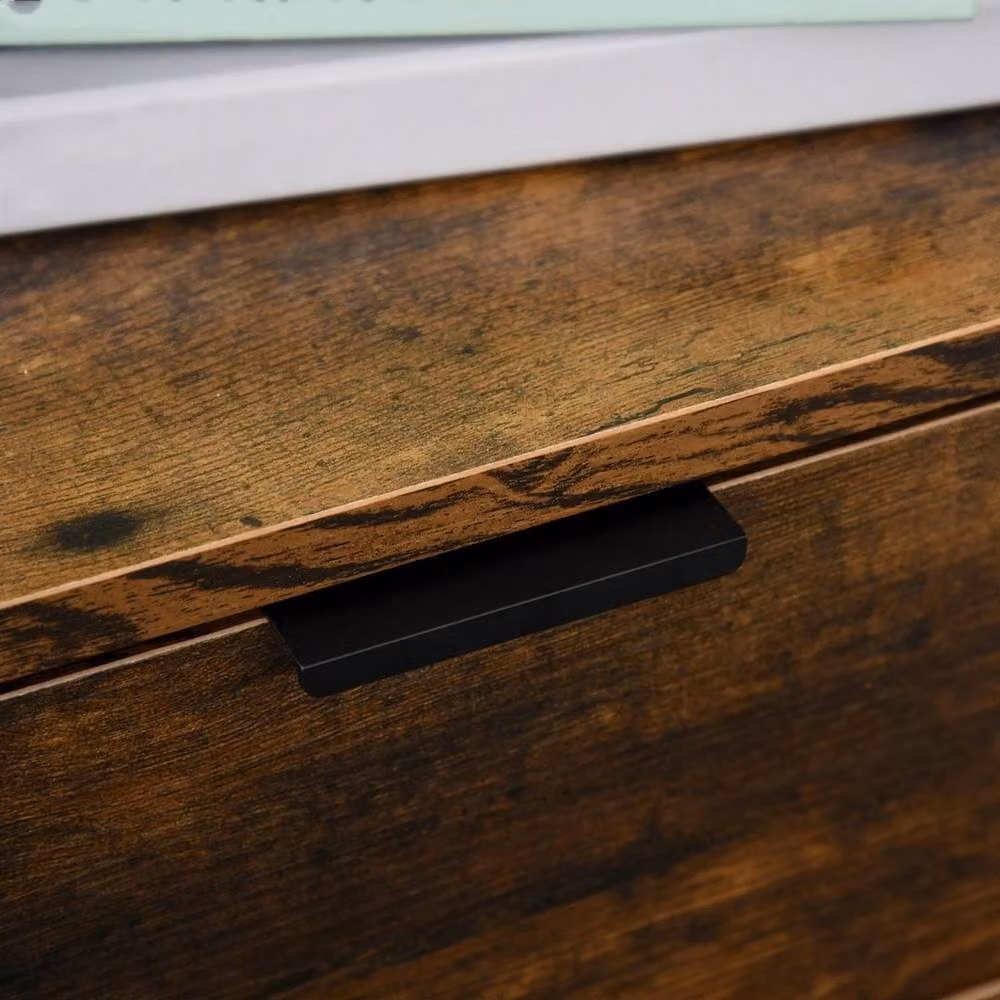 NESTLUNE Industrial 3-Drawer Bedroom Chest of Drawers in Brown, W: 100 cm, D: 15 cm – 4