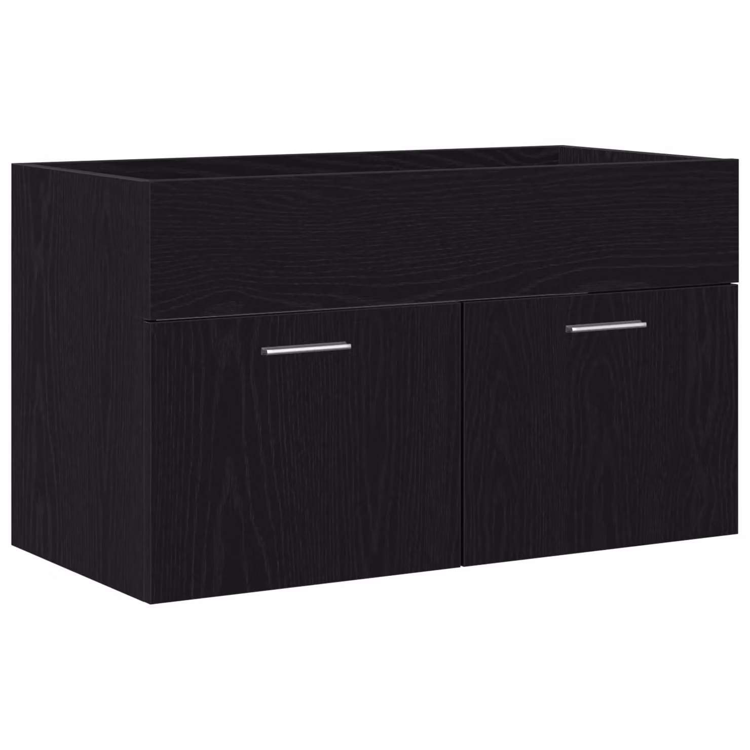 Berkfield Home Modern Black Oak Wall Mounted Bathroom Sink Cabinet with Hinged Doors, W/D/H: 90 x 38.5 x 46 cm – 1