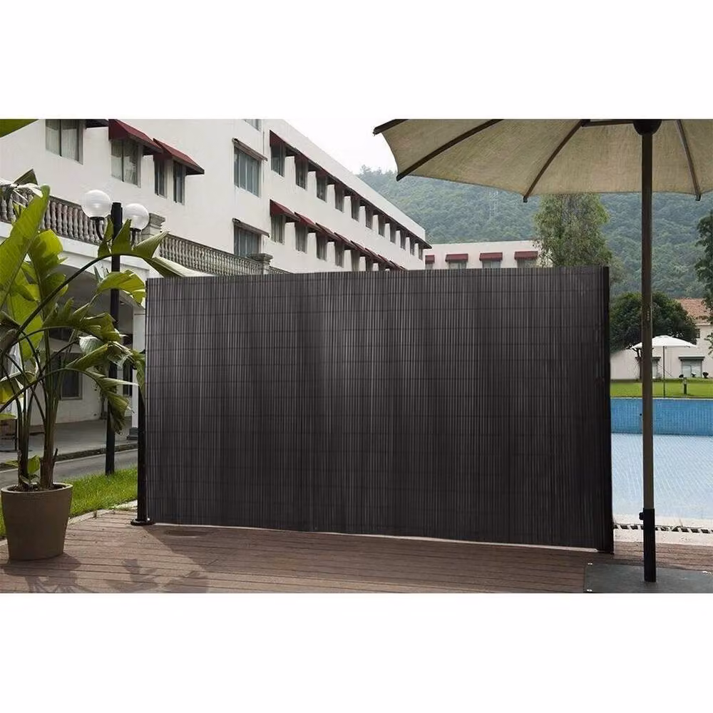 KORVIXA Grey PVC Bamboo Slat Garden Fence, W/H: 100 x 100 cm – 2