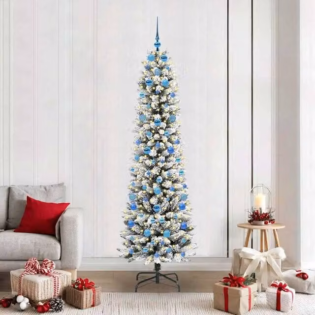 Berkfield Home Artificial Christmas Tree with 300 LEDs in Green, White and Black, Height: 210 cm