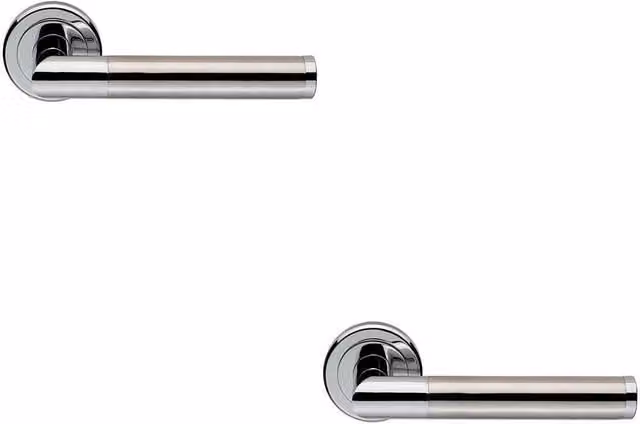 Loops 2x Pair Sectional Round Bar Lever on Round Rose Concealed Fix Dual Chrome