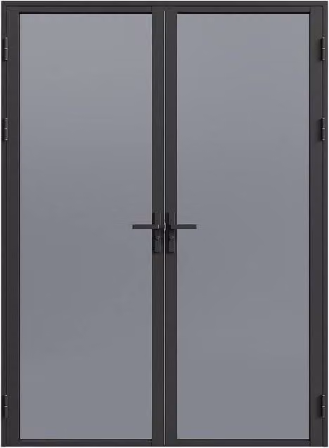 Loxton Reversible Double Door Cabinet with Black Smoked Glass Swinging Aluminium Doors – 1